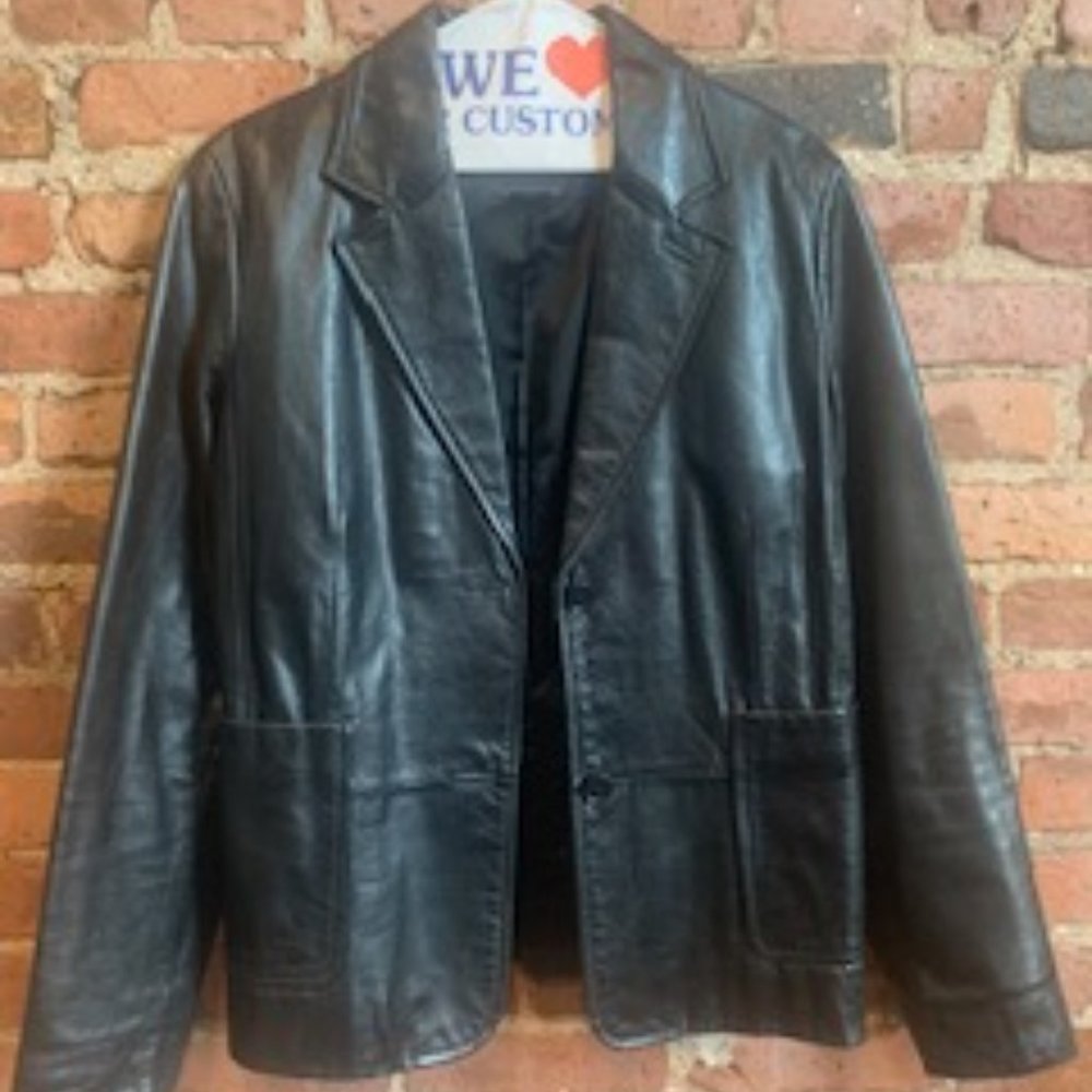 Vintage Gap Black Leather Blazer Sz 6